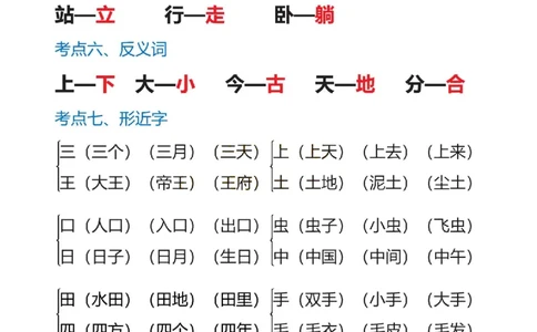 1_一上语文1&middot;8单元考点总结_一到六小学晨读晚默晨诵晚读_24秋一年级上册各类资料(小纸条知识点默写单)
