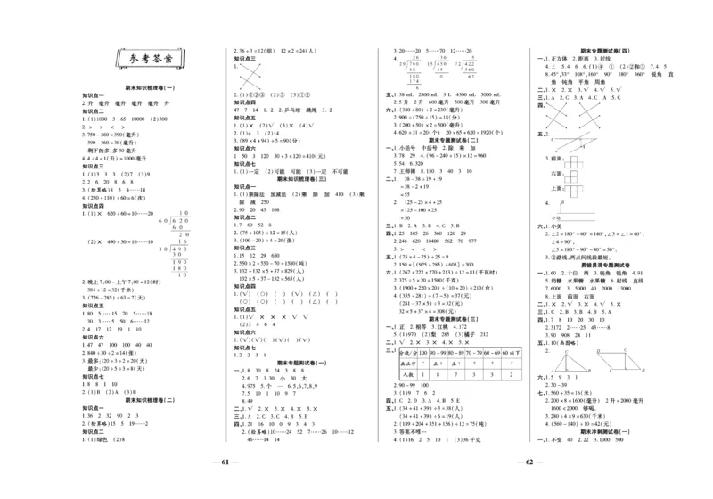 聚优《期末冲刺100分》四年级上册数学苏教版_2024年人教版小学数学一二三四五六年级上册下册期中期末试a0747_小学全科《同步练习+精品试卷》打包下载（1-6年级单元月考期中期末试卷）