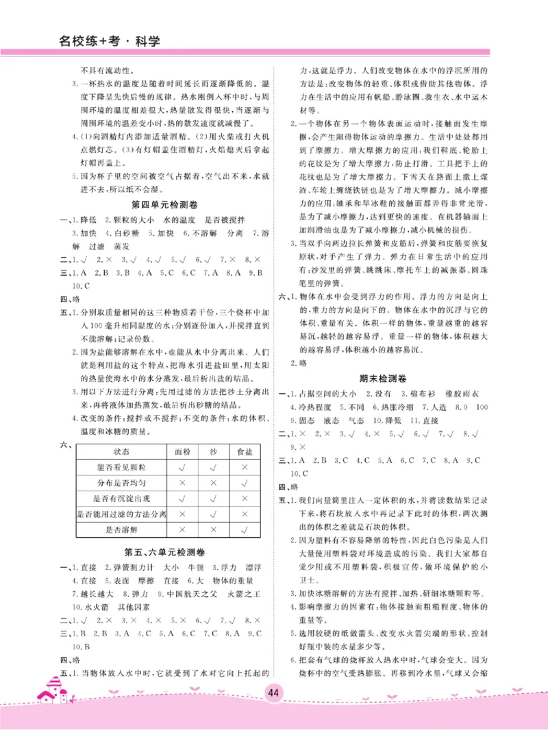 名校练+考三年级上册科学冀人版_2024年人教版小学数学一二三四五六年级上册下册期中期末试a0747_小学全科《同步练习+精品试卷》打包下载（1-6年级单元月考期中期末试卷）_小学科学