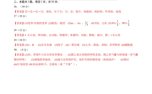 生物（全国卷）（参考答案及评分标准）_2025年初中《中考第一次模拟》全国各地区模拟卷（8科全）(1)_2025年《中考第一次模拟卷》初中生物_全国通用&radic;
