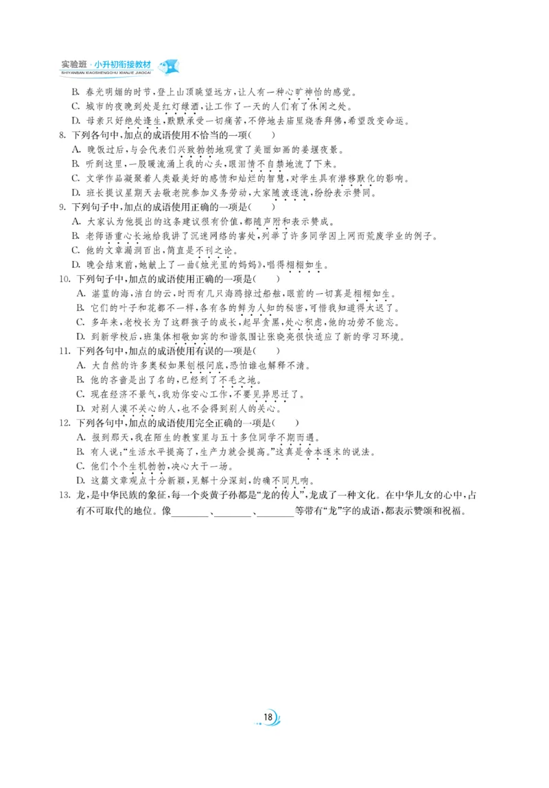 实验班小升初衔接语文_2024年人教版小学数学一二三四五六年级上册下册期中期末试a0747_小学全科《同步练习+精品试卷》打包下载（1-6年级单元月考期中期末试卷）_小升初中总复习