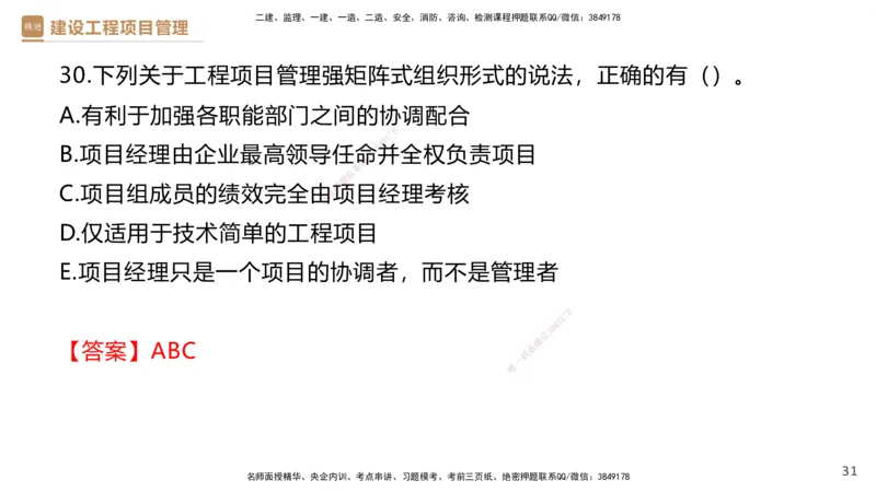 01.2026杨彬-必考速成-管理1（带练）_2026年一级建造师_2026年一建管理_2026年一建管理SVIP_2026一建管理SVIP_03-习题精析✿实战特训✿模考通关_讲义