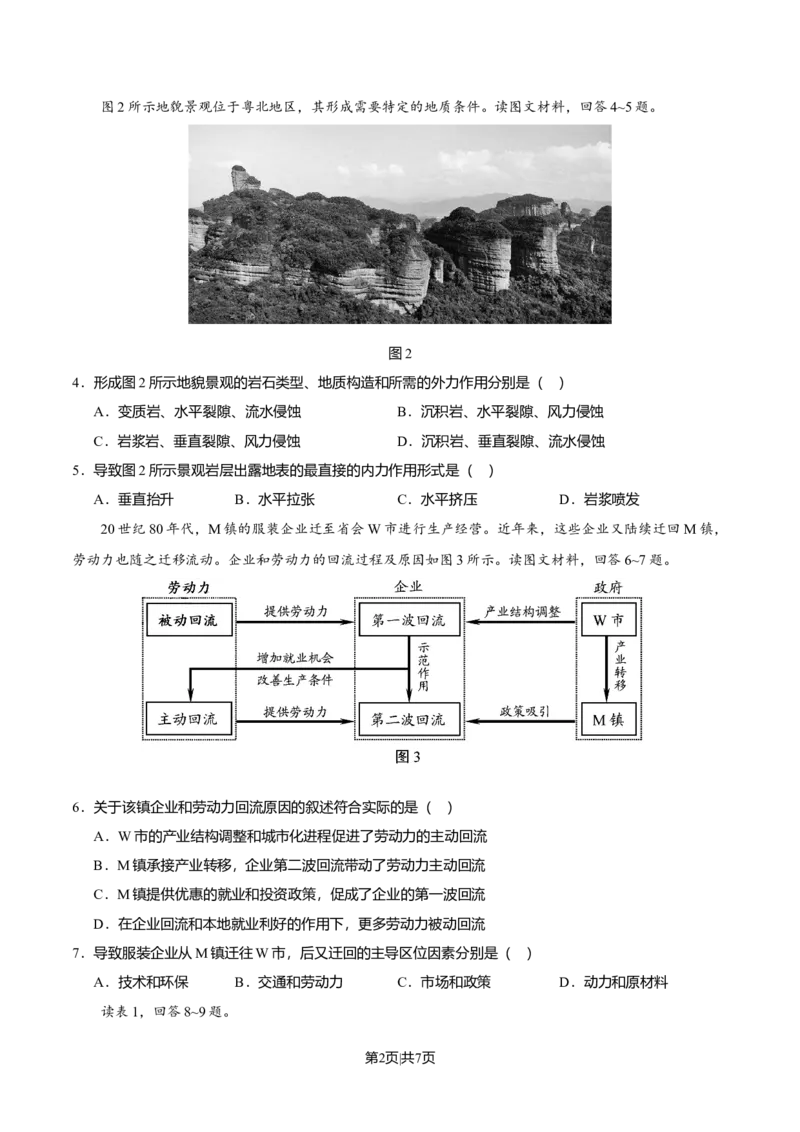 2020年高考地理试卷（天津）（空白卷）_地理历年高考真题_新&middot;Word版2008-2025&middot;高考地理真题_地理（按年份分类）2008-2025_2020&middot;地理高考真题