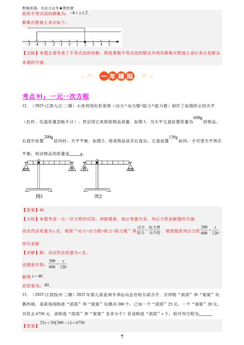专题03方程与不等式(五大考点60题)(解析版)_2023-2025《3年中考1年模拟真题分类汇编》数学