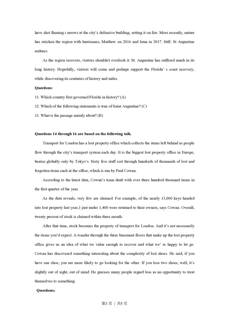 2018年高考英语试卷（上海）（秋考）（答案卷）_英语历年高考真题_新&middot;PDF版2008-2025&middot;高考英语真题_英语（按年份分类）2008-2025_2018&middot;高考英语真题