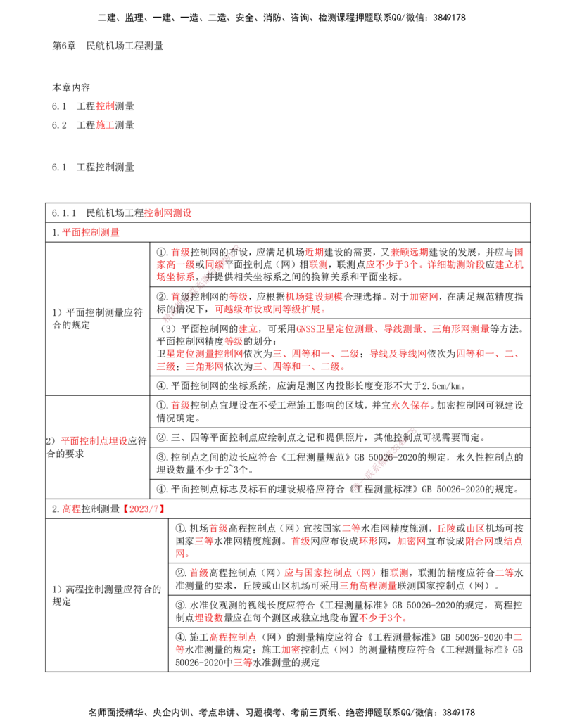 01.56-第6章-民航机场工程测量_2026年一级建造师_2026年一建民航_2025年一建民航SVIP_02-基础精讲✿高端面授✿深度强化_11-民航《教材精讲班》高永志SMR_06.第六章
