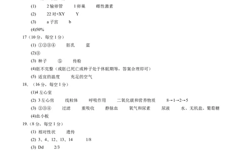 生物（贵州卷）（参考答案及评分标准）_2025年初中《中考第一次模拟》全国各地区模拟卷（8科全）(1)_2025年《中考第一次模拟卷》初中生物_贵州&radic;