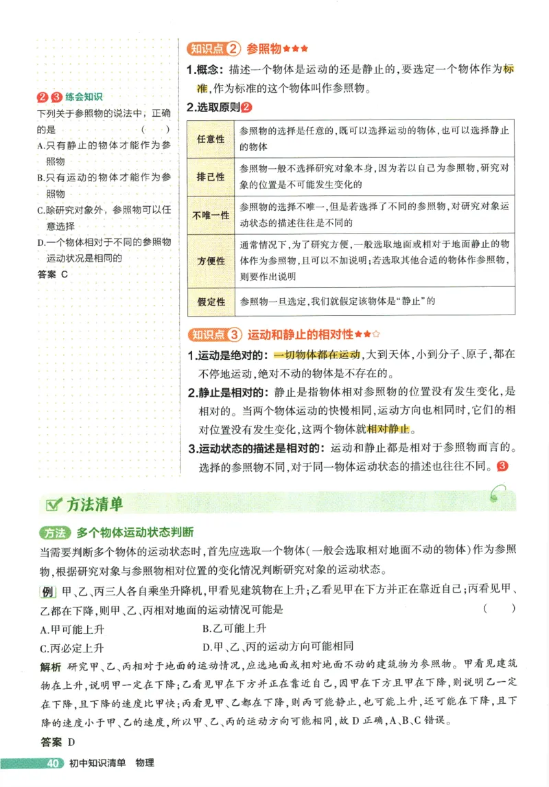 2026版53初中知识清单-物理