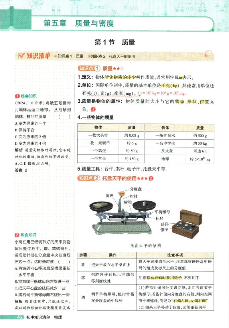 2026版53初中知识清单-物理