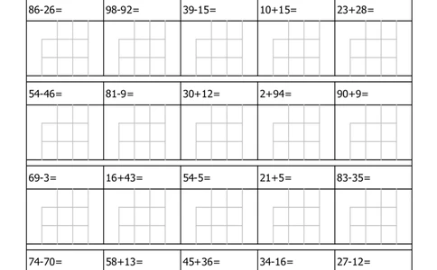 100以内加减法列竖式练习题-1680题_二上数学25秋