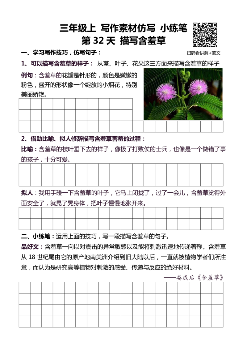 3年级上 好文仿写小练笔 新 132页