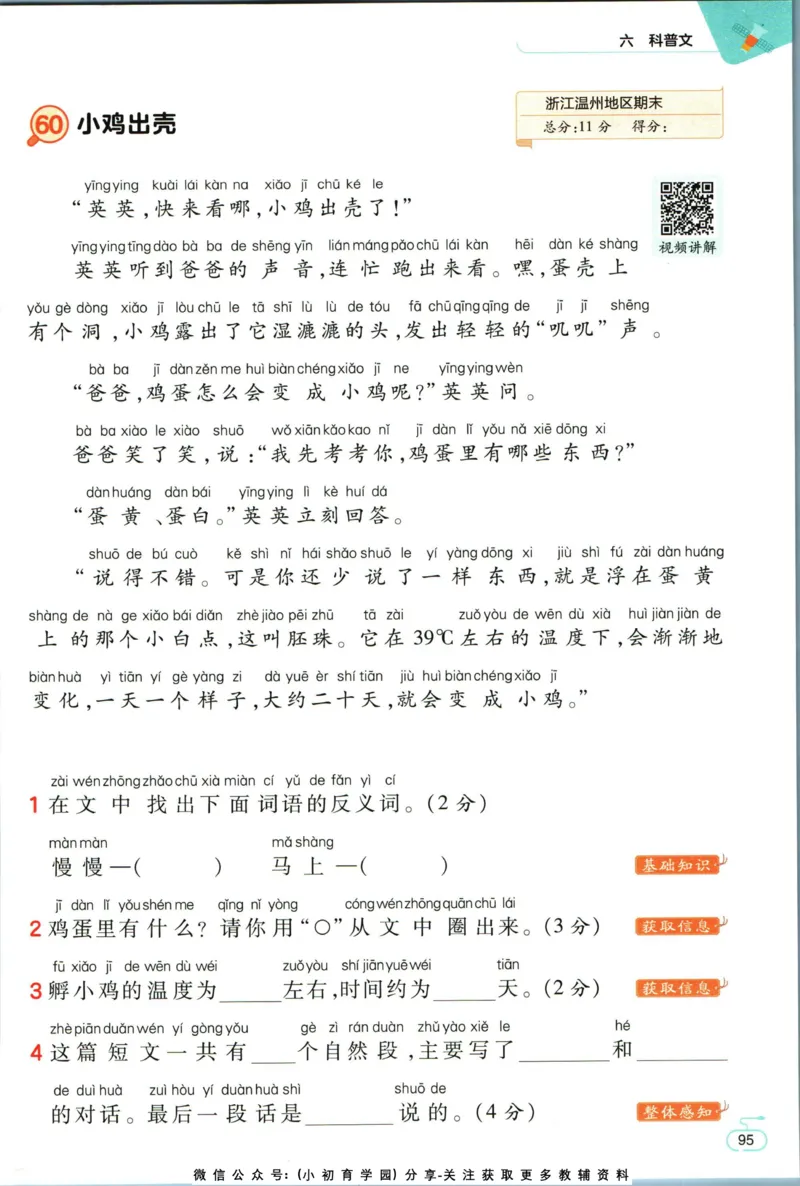 阅读训练二年级语文_儿童阅读理解排序初级练习题基础启蒙观察细节短文学习训练电子版(1)