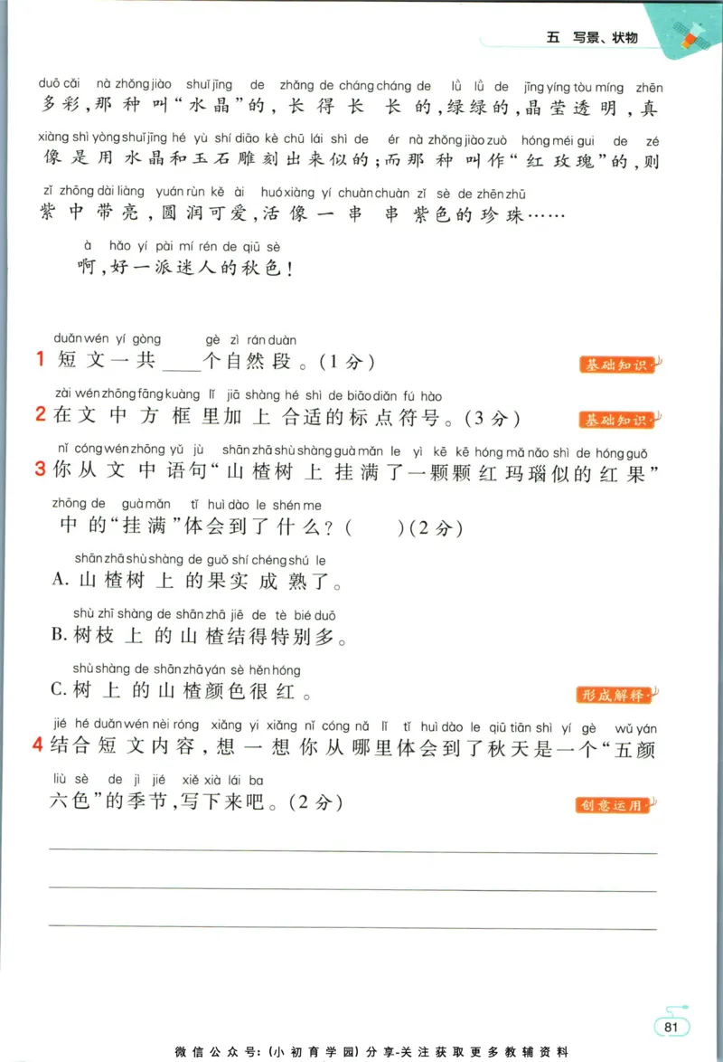 阅读训练二年级语文_儿童阅读理解排序初级练习题基础启蒙观察细节短文学习训练电子版(1)