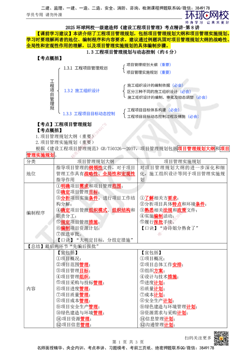 08.第8讲-13工程项目管理规划_2026年一级建造师_2026年一建管理_2025年一建管理SVIP_02-基础精讲✿高端面授✿深度强化_25-管理《考点精讲班》张君、郑春秋HQ_张君