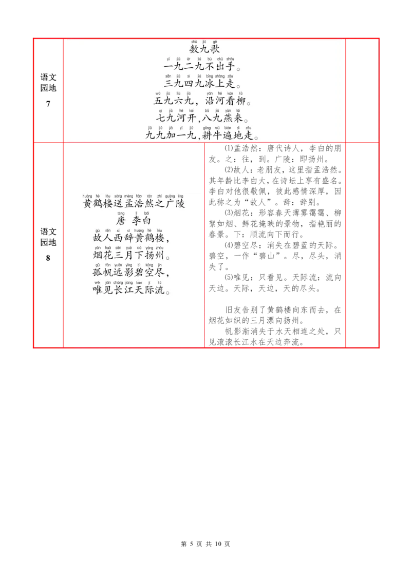 ❤25秋二语上必背内容+默写表2025年9月_1-6语文上必背和默写