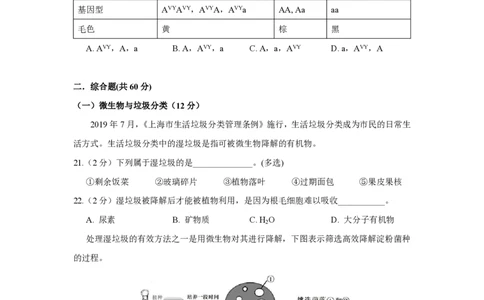 2019年高考生物试卷（上海）（空白卷）_生物历年高考真题_新&middot;PDF版2008-2025&middot;高考生物真题_生物（按年份分类）2008-2025_2019&middot;高考生物真题