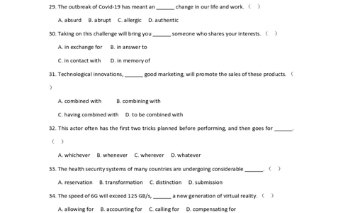 2020年高考英语试卷（江苏）（空白卷）_英语历年高考真题_新&middot;PDF版2008-2025&middot;高考英语真题_英语（按试卷类型分类）2008-2025_自主命题卷&middot;英语（2008-2025）