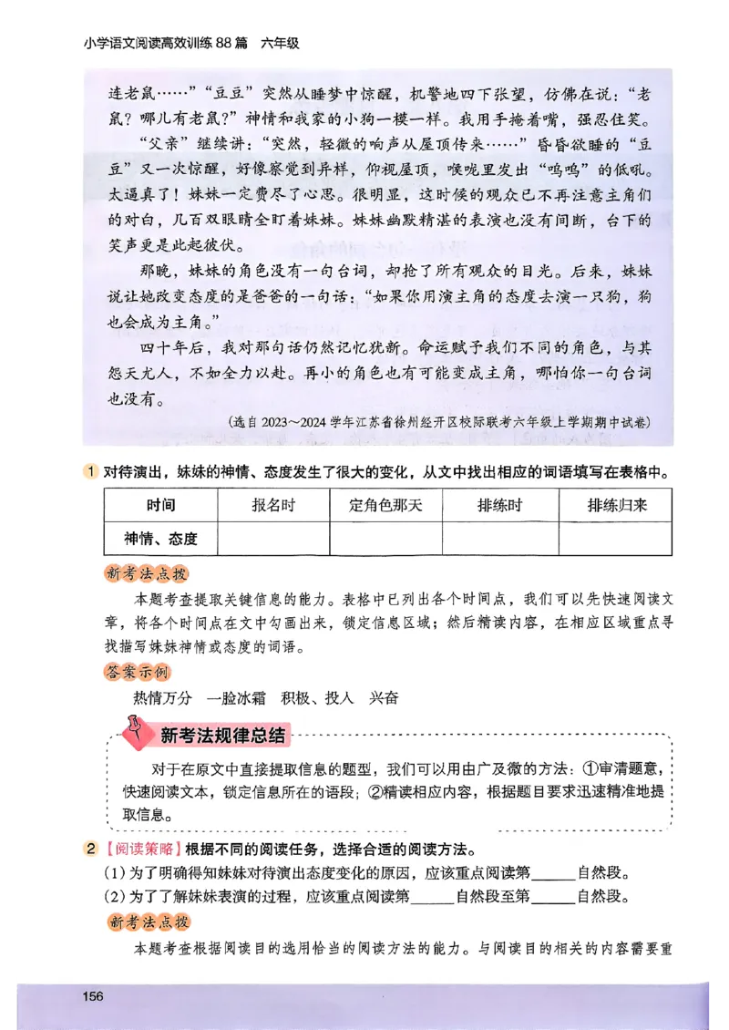 2026版六年级木头马88篇高效训练-副本_26版高效阅读88篇六年级