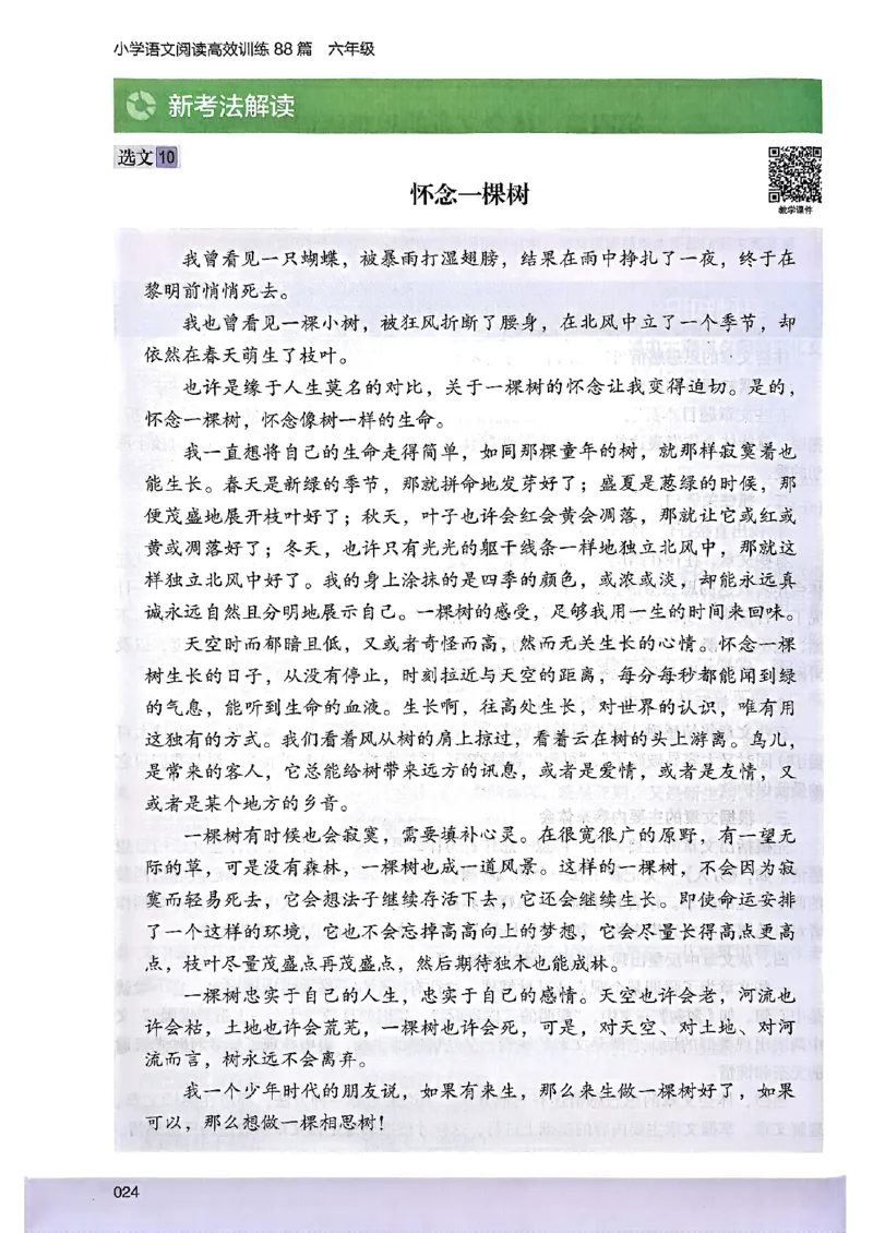 2026版六年级木头马88篇高效训练-副本_26版高效阅读88篇六年级