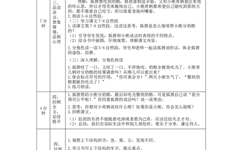 1209二年级语文（统编版）《狐狸分奶酪》第二课时-1教学设计_二年级上下册资料_小学二年级学习资料-25年更新版_2-01、小学二年级语文上册_2-1-3、课件、讲义、教案