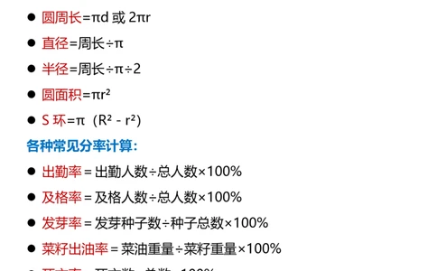 2025秋新版六年级上册数学期末重难点复习&bull;常用公式_六上数学25秋