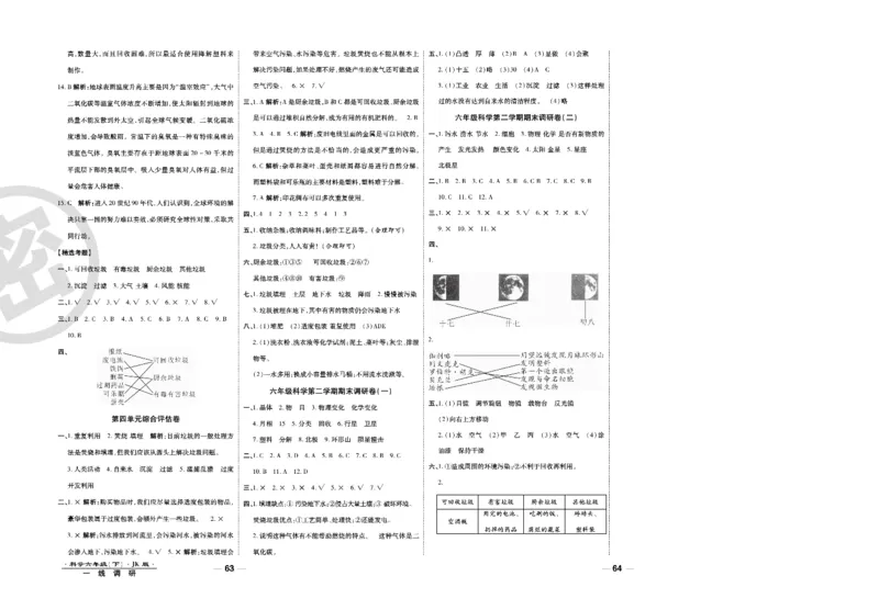 科学教科版试卷6年级下册_2024年人教版小学数学一二三四五六年级上册下册期中期末试a0747_小学全科《同步练习+精品试卷》打包下载（1-6年级单元月考期中期末试卷）_小学科学