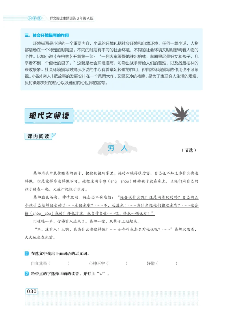 《群文阅读主题训练》语文6年级上册（RJ）