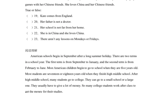 Joinin外研剑桥英语2022-2023学年四年级下册阅读理解专项（含答案）_上册_四年级英语-外研社剑桥_四年级英语（下）-外研社剑桥joinin版_15-四年级下册专项练习