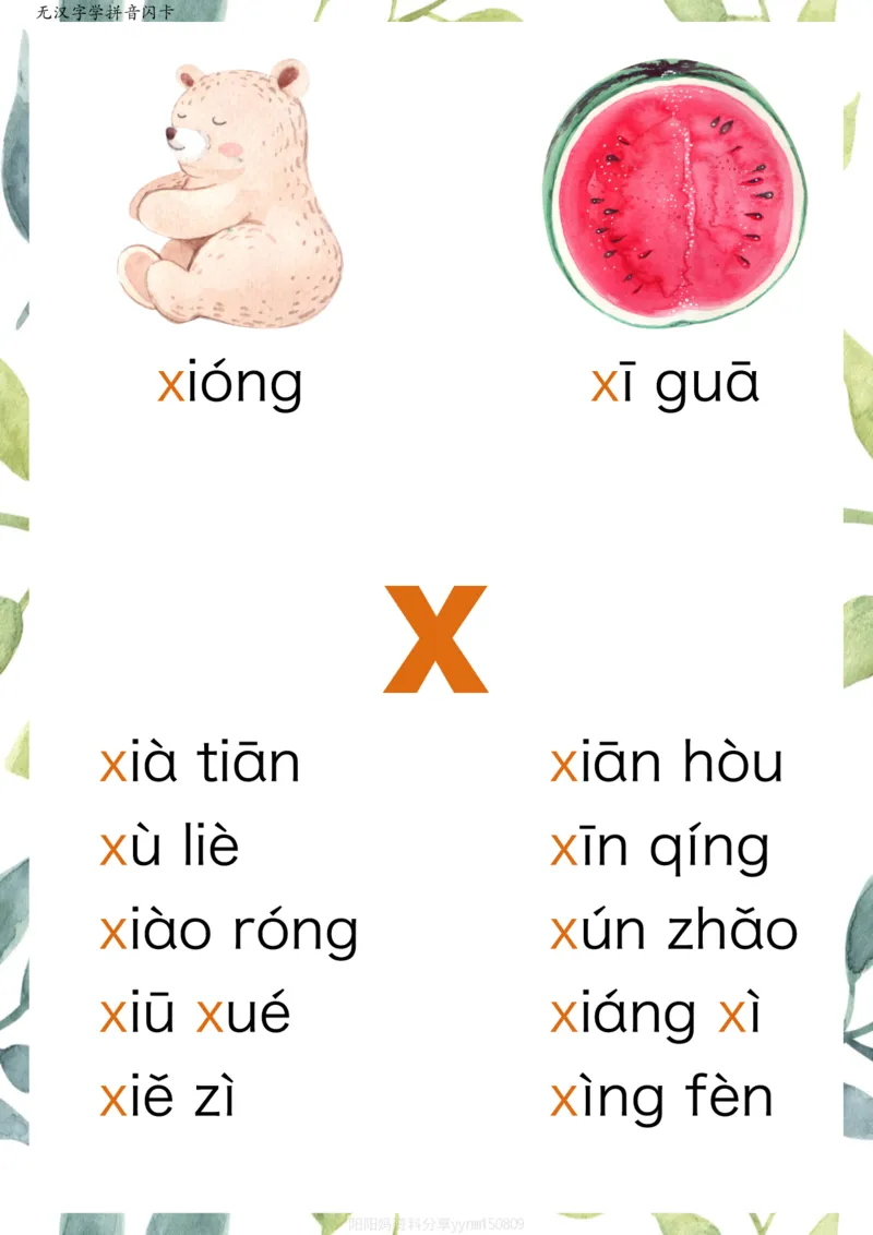 R684原创无汉字读拼音闪卡-声母_拼音专项