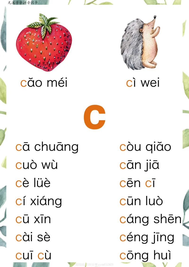 R684原创无汉字读拼音闪卡-声母_拼音专项