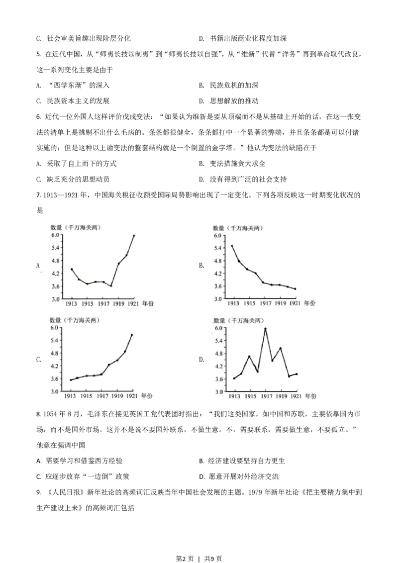 2021年高考历史试卷（山东）（空白卷）_历史历年高考真题_新&middot;PDF版2008-2025&middot;高考历史真题_历史（按省份分类）2008-2025_2008-2025&middot;（山东）历史高考真题