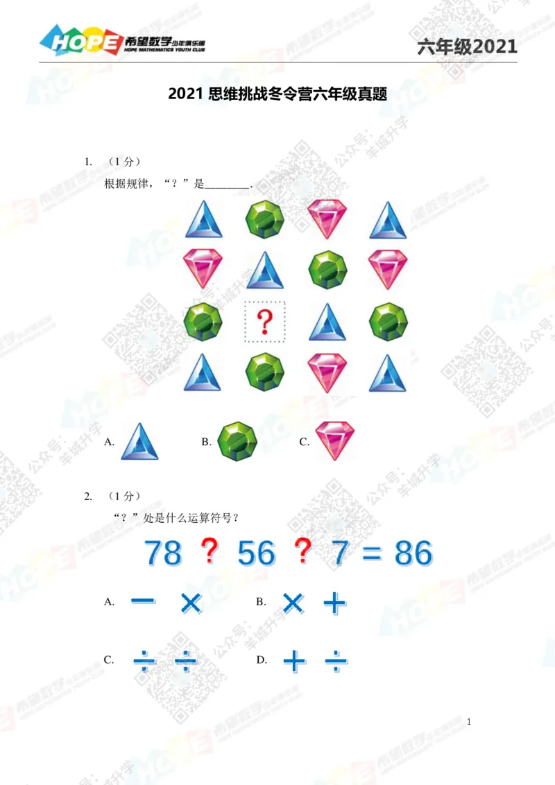 2021冬令营6年级_希望杯IHC