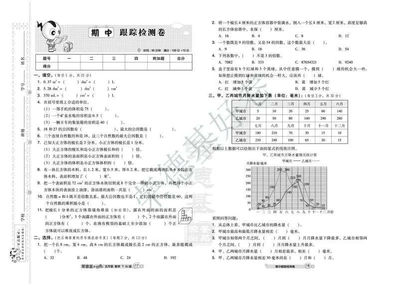 好卷五年级下册数学北京版A部分_2024年人教版小学数学一二三四五六年级上册下册期中期末试a0747_小学全科《同步练习+精品试卷》打包下载（1-6年级单元月考期中期末试卷）_小学数学