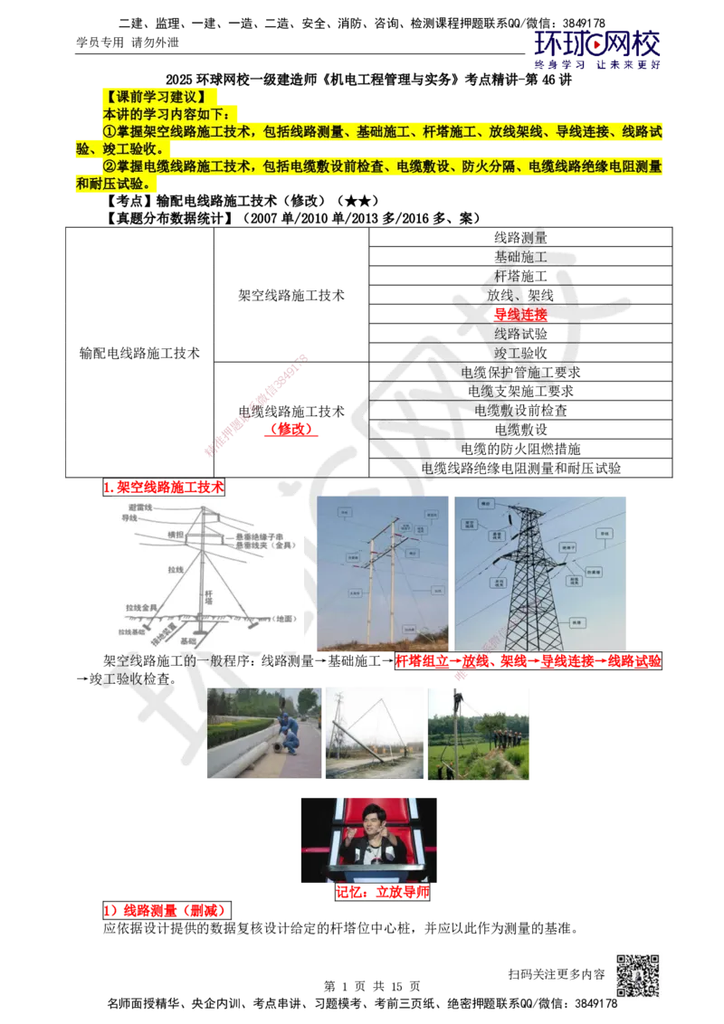 46.第46讲-43输配电线路施工技术_2026年一级建造师_2026年一建机电_2025年一建机电SVIP_02-基础精讲✿高端面授✿深度强化_26-机电《考点精讲班》苏婷、赵金凤HQ_苏婷