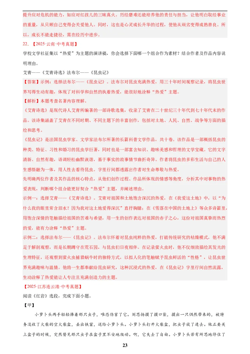 专题09名著导读(解析版)_2023-2025《3年中考1年模拟真题分类汇编》语文
