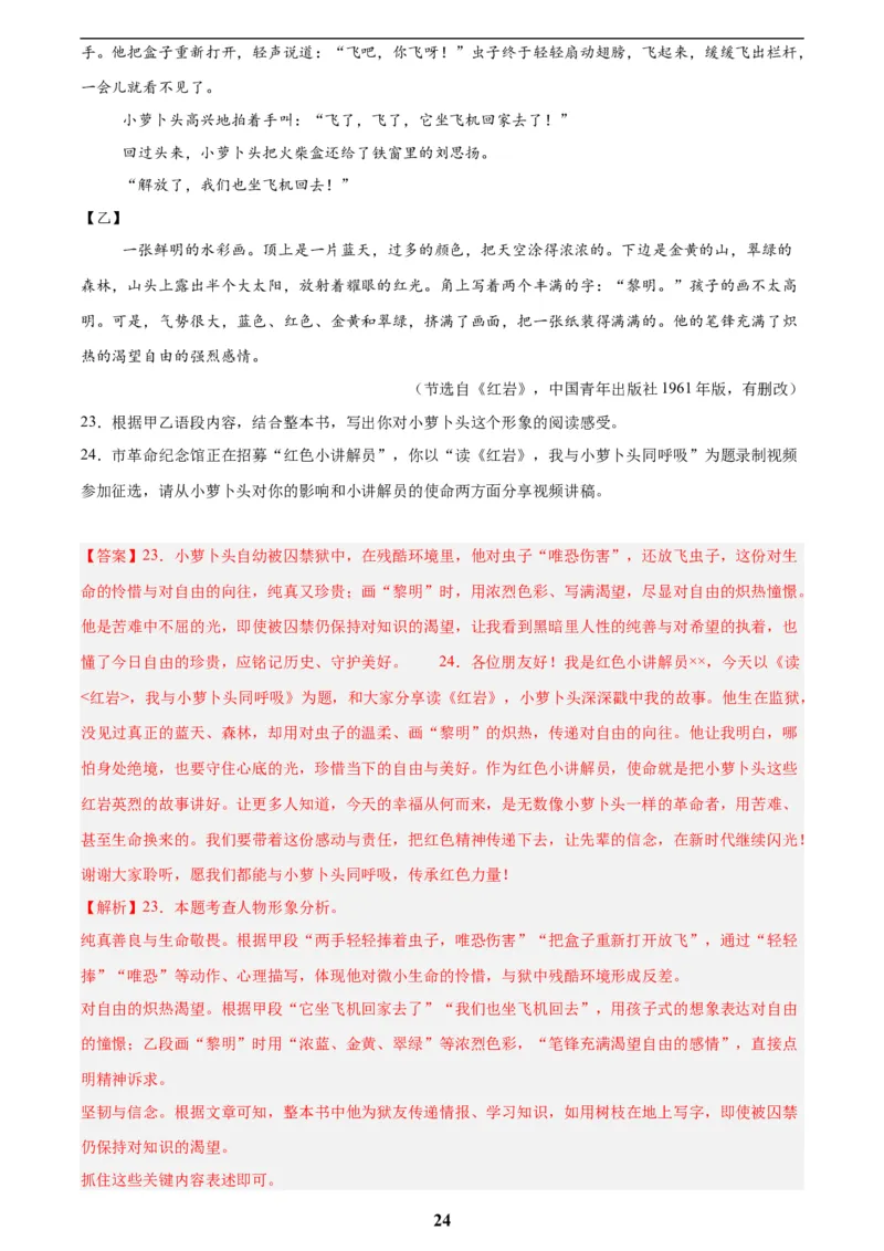 专题09名著导读(解析版)_2023-2025《3年中考1年模拟真题分类汇编》语文