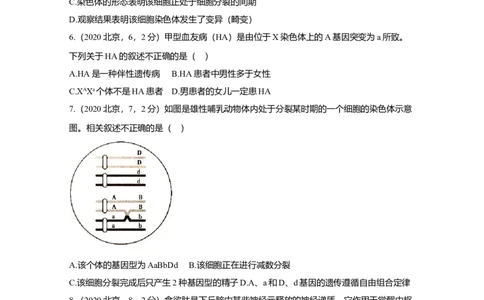 2020年高考生物试卷（北京）（空白卷）_生物历年高考真题_新&middot;Word版2008-2025&middot;高考生物真题_生物（按年份分类）2008-2025_2020&middot;高考生物真题