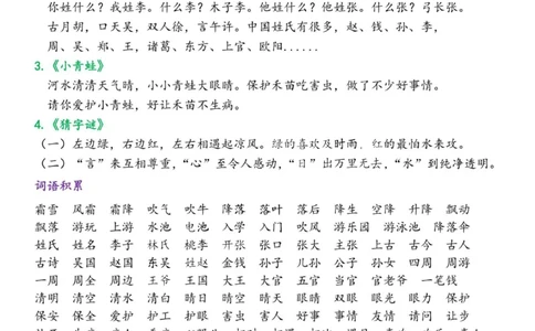 2.18☆第一单元考点总结_一年级上下册资料_小学一年级学习资料-25年更新版_1-02、小学一年级语文下册_3-6-2-1、复习、知识点、归纳汇总_部编（人教）版_精品总结类资料（背读类）