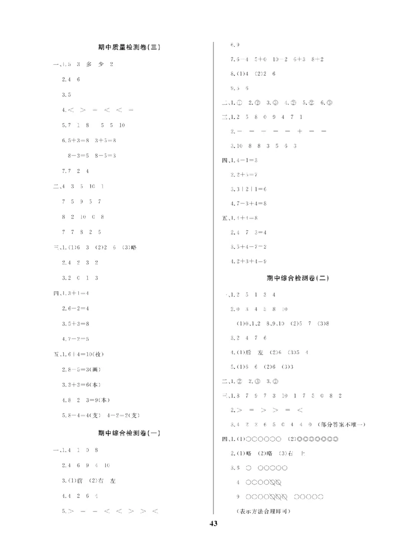 1年级-数学-人教_25秋语数英期中测试卷专题_语数英1-6年级期中试卷电子版A+题优名卷_25秋期中测试卷数学人教1-6