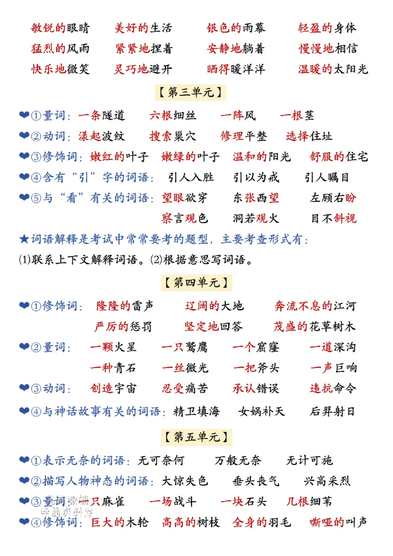 -四年级（上）语文暑假预习必备知识总_小学全网线上同款资料_33号文件4年级上