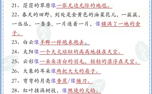 2.8二下语文必背比喻句汇总_二年级上下册资料_小学二年级学习资料-25年更新版_2-02、小学二年级语文下册_2-2-2、练习题、作业、试题、试卷_专项练习_语文句子专项（习题+知识点）