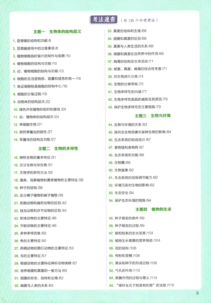 2026版53初中知识清单-生物