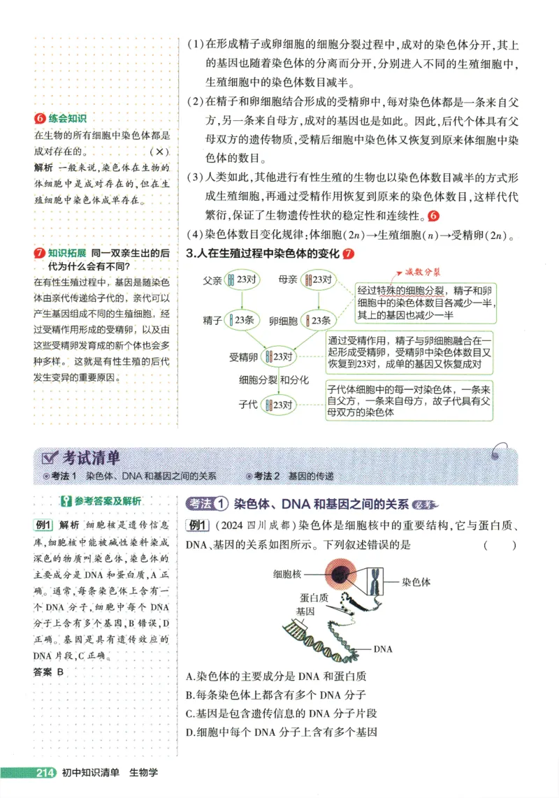 2026版53初中知识清单-生物
