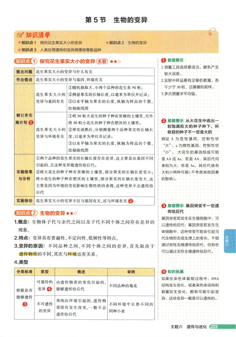 2026版53初中知识清单-生物