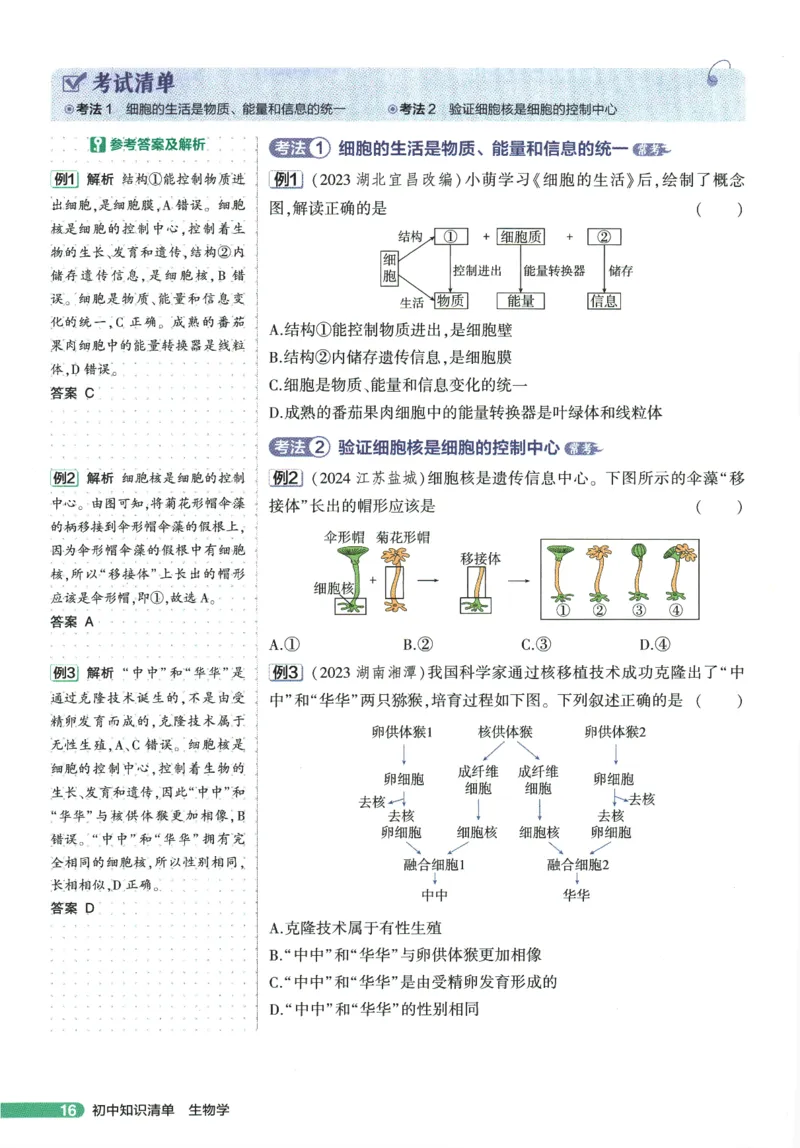2026版53初中知识清单-生物