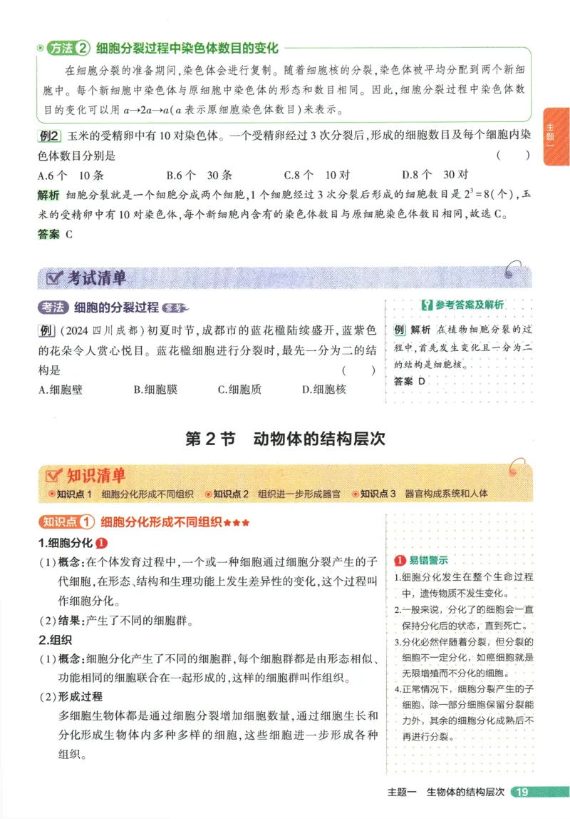 2026版53初中知识清单-生物