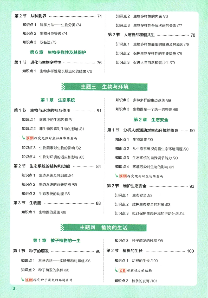 2026版53初中知识清单-生物