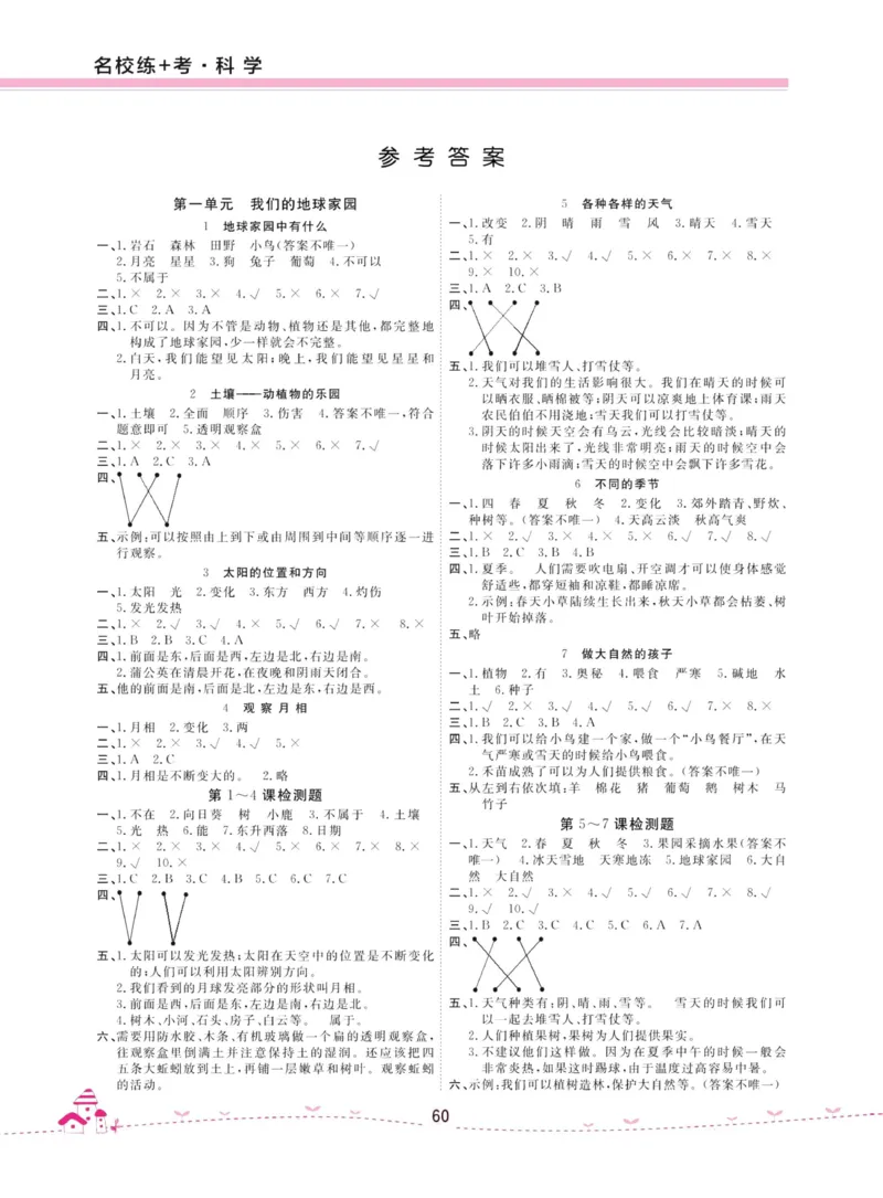 名校练加考科学教科版2年级上册_2024年人教版小学数学一二三四五六年级上册下册期中期末试a0747_小学全科《同步练习+精品试卷》打包下载（1-6年级单元月考期中期末试卷）_小学科学