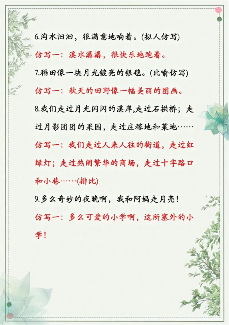 四年级上册语文句子仿写_1-6年级语文仿写_四年级上册语文句子仿写+练习(1)