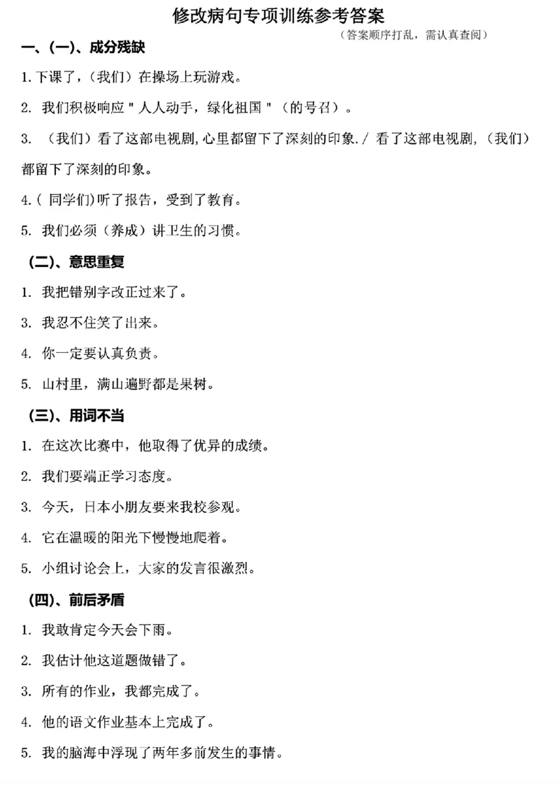 六年级上册语文常考重点句型暑假特训_1-6年级语文仿写_六年级上册语文仿写句子+句子专项(1)